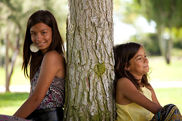 Image showing young sisters at the park