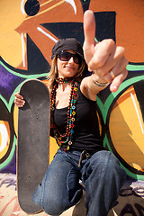 Image showing Cool skateboard woman