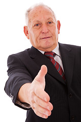 Image showing Handshake from a senior businessman