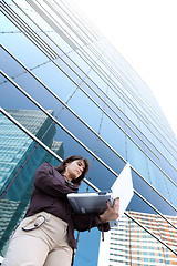 Image showing Businesswoman working outdoor