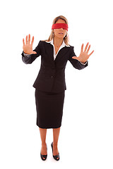 Image showing blindfold businesswoman