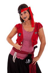 Image showing Happy pirate girl