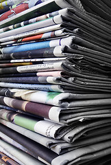 Image showing A pile of newspapers 