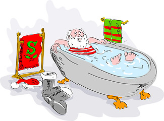 Image showing santa in bath tub relaxing