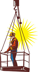 Image showing Construction worker on platform 