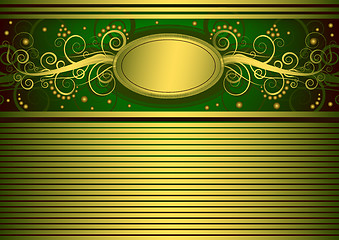 Image showing Gold and green vintage card