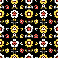 Image showing Floral seamless black pattern 