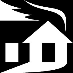 Image showing silhouette of a house with smoke