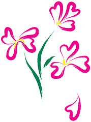 Image showing Still-life with pink flowers as heart-form