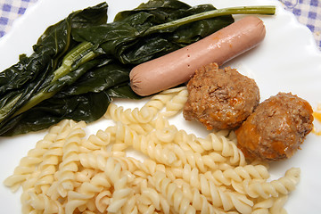 Image showing delicious meatballs and pasta