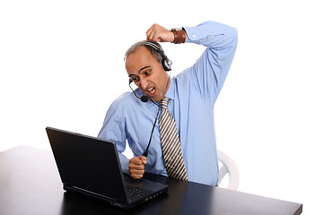 Image showing agressive man in a call center