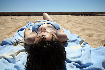 Image showing beautiful girl in the beach