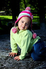 Image showing Cute girl in autumn park