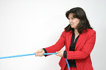 Image showing businesswoman boss with rope