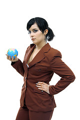 Image showing young pretty woman with Earth