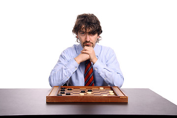 Image showing businessman play chess