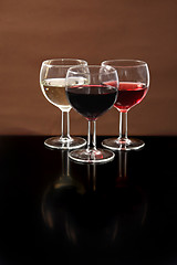 Image showing Red, rose and white wine, drink photo