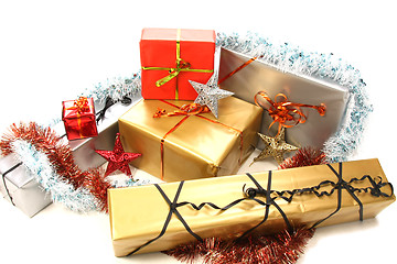 Image showing beautiful christmas gifts on white background