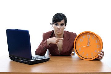 Image showing sexy businesswoman with clock, business photo