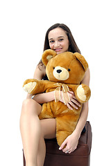 Image showing young woman with teddy bear