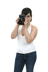 Image showing casual young woman photographer