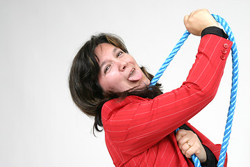 Image showing businesswoman boss with rope