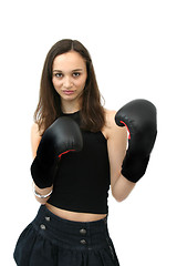 Image showing beautiful and attractive young woman boxer