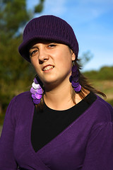 Image showing  beautiful woman in an autumn park 