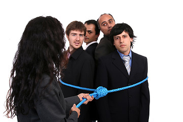 Image showing businesswoman boss with rope