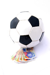 Image showing Football with South African Rands money