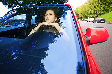 Image showing woman in car