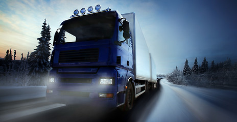 Image showing  truck driving on country-road