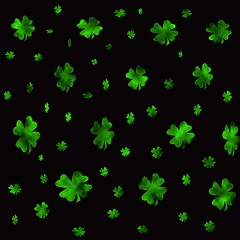 Image showing Shadowed green 4 leaf clovers background