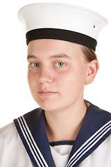 Image showing young sailor isolated white background