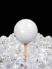 Image showing golf ball on tee in diamonds