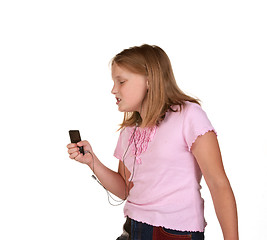 Image showing young girl singing dancing with mp3