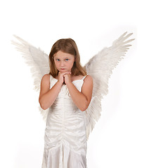 Image showing pure and sweet little angel girl isolated white