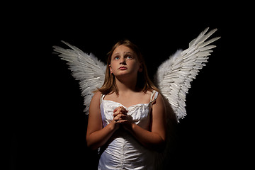 Image showing little angel girl at night