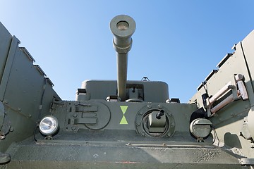 Image showing Front view of old British Churchill tank in museum