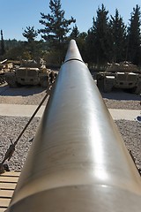 Image showing Barrel of large caliber self-propelled gun in perspective