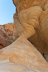 Image showing Stone column in shape of hourglass in Negev desert