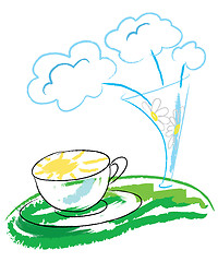 Image showing Flowers and sun in cup
