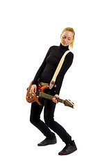 Image showing The beautiful blonde with a guitar