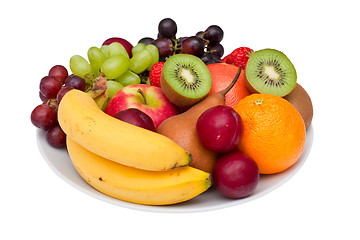 Image showing Fruit platter isolated on white.