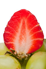 Image showing Extreme macro shot of a strawberry isolated on white