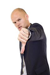 Image showing Young Businessman making his thumb down