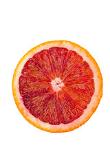 Image showing Macro shot of a blood orange isolated on white