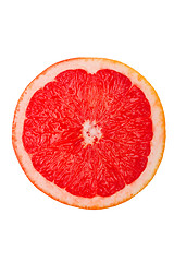 Image showing Macro shot of a red grapefruit isolated on white