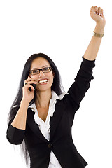 Image showing businesswoman with glasses on the phone