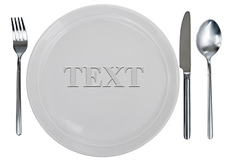 Image showing empty plate, fork, spoon and table-knife